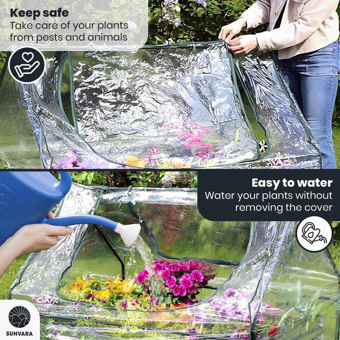 Sunvara Galvanized Raised Garden Bed with Cover 4x3x1ft Large with Gloves