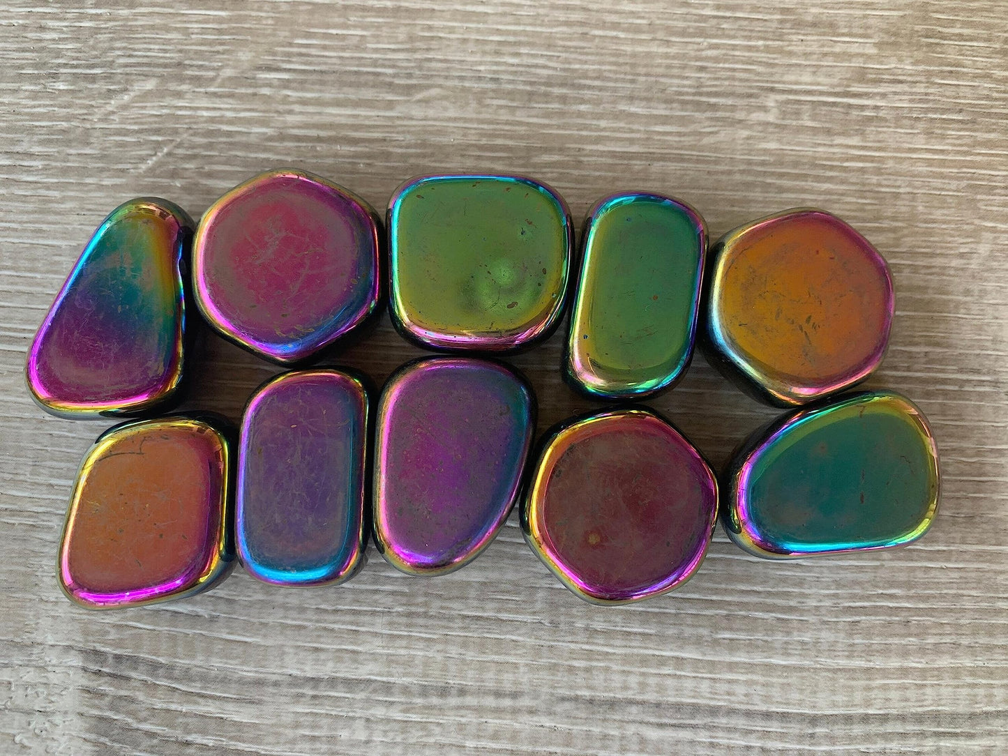 GAF TREASURES 5 Pcs Rainbow Magnetic Hematite Tumbled Stones, Polished Natural Rainbow Magnetic Hematite Gemstone, Rainbow Magnetic Hematite Healing Crystals (Rainbow Magnetic Hematite)