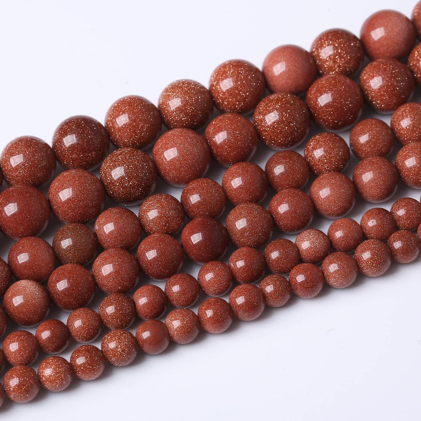 10MM Gold Sand Stone Round Loose Beads Natural Gem Beads Crystal Energy Stone Beads for Jewelry Making DIY Bracelet Necklace