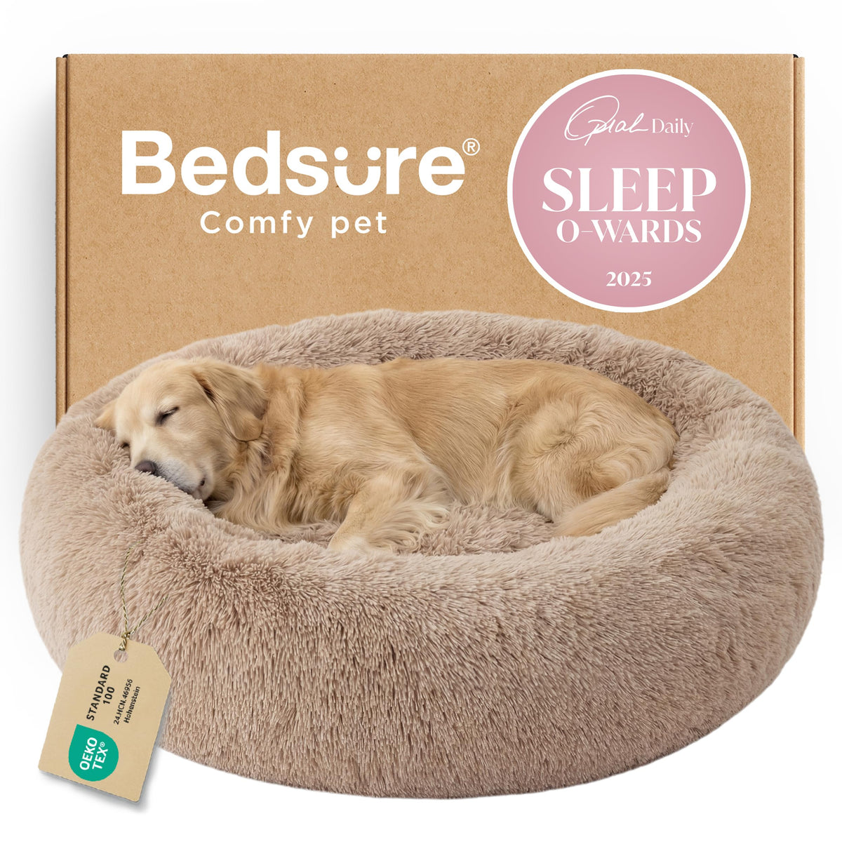 Bedsure Calming Small Medium Dog Bed Donut Washable Puppy Bed,27ins Black
