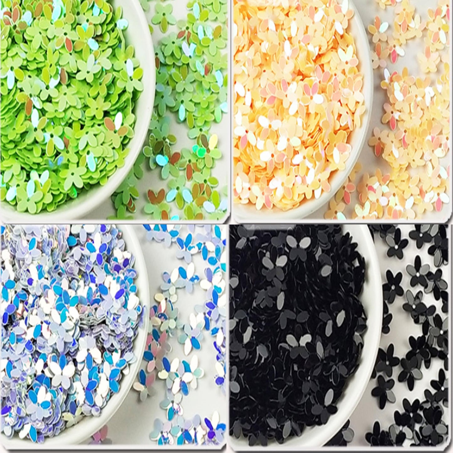 Carykon 3200pcs of 10mm Five Leaf Flower Glitters in 18 Colors Mixed Packaging, Flower Glitters Crafts