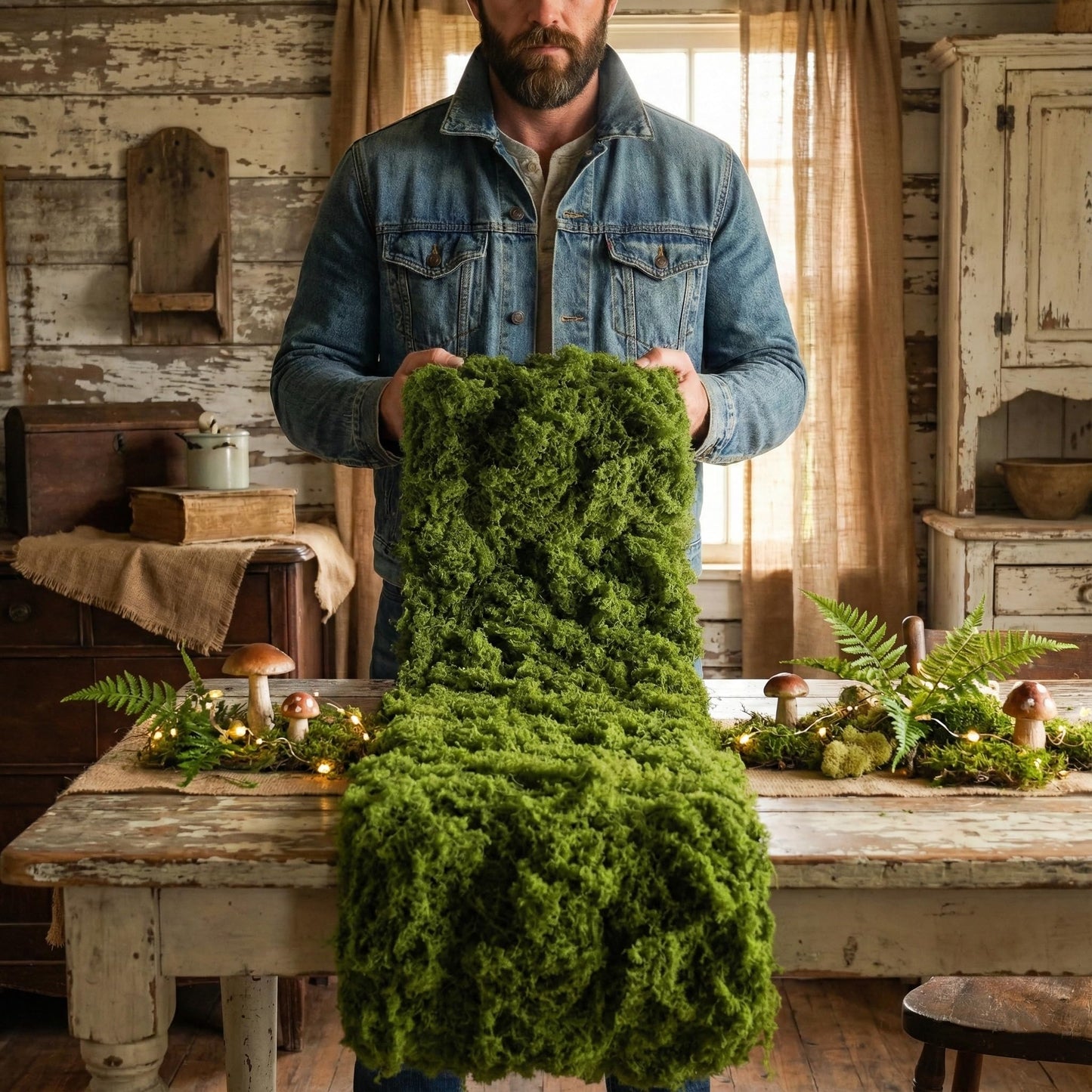 BYHER Fake Moss Mat Artificial Moss Roll - 12" x 71"Cloud Soft Feel Moss Table Runner for Decor, Faux Grass Mat for Crafts, DIY Fairy Garden, Wedding & Party Decorations (Realistic Green: 30x180cm)