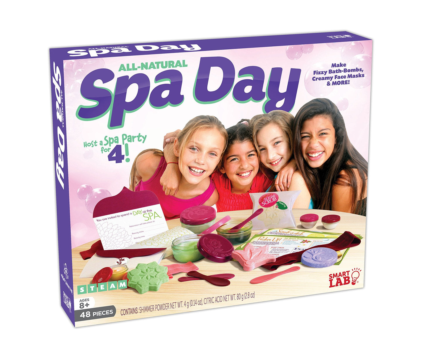 SMARTLAB Toys All-Natural Spa Day - Make Fizzy Bath Bombs, Creamy Face Masks & More with 48 Pieces
