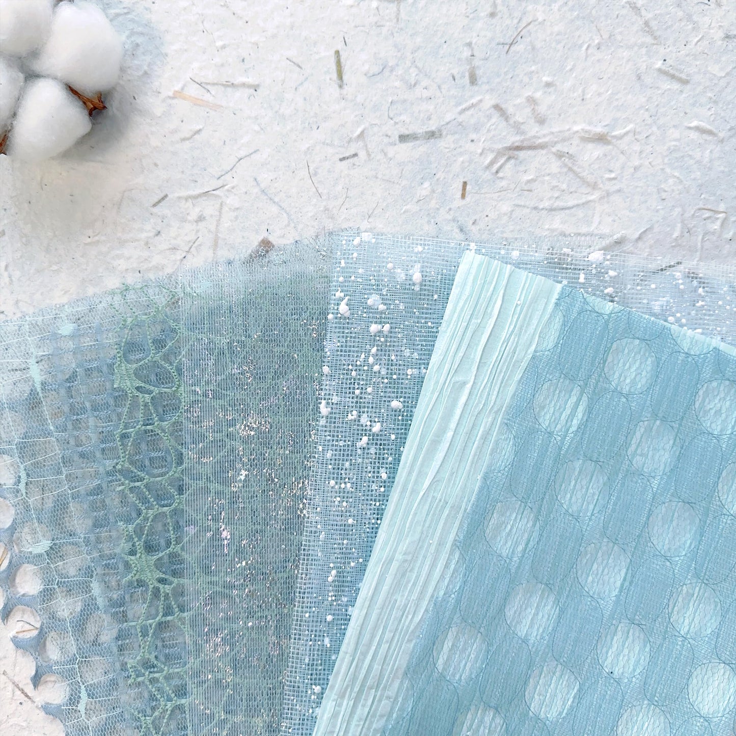 30Pcs Handmade Textured Scrapbook Paper&Mesh Fabric set - Unique A5 sheet Craft Mulberry Special Rice Paper Mix for Scrapbooking Junk Journaling Supplies Card Collage DIY Materials, 5.8x8.2 inches