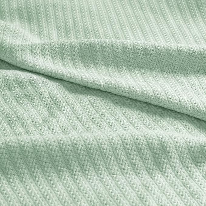 Madison Park Liquid Cotton Luxury Blanket Premium Soft Cozy 100% Ring Spun Cotton For Bed , Couch or Sofa, Full/Queen, Sea Foam