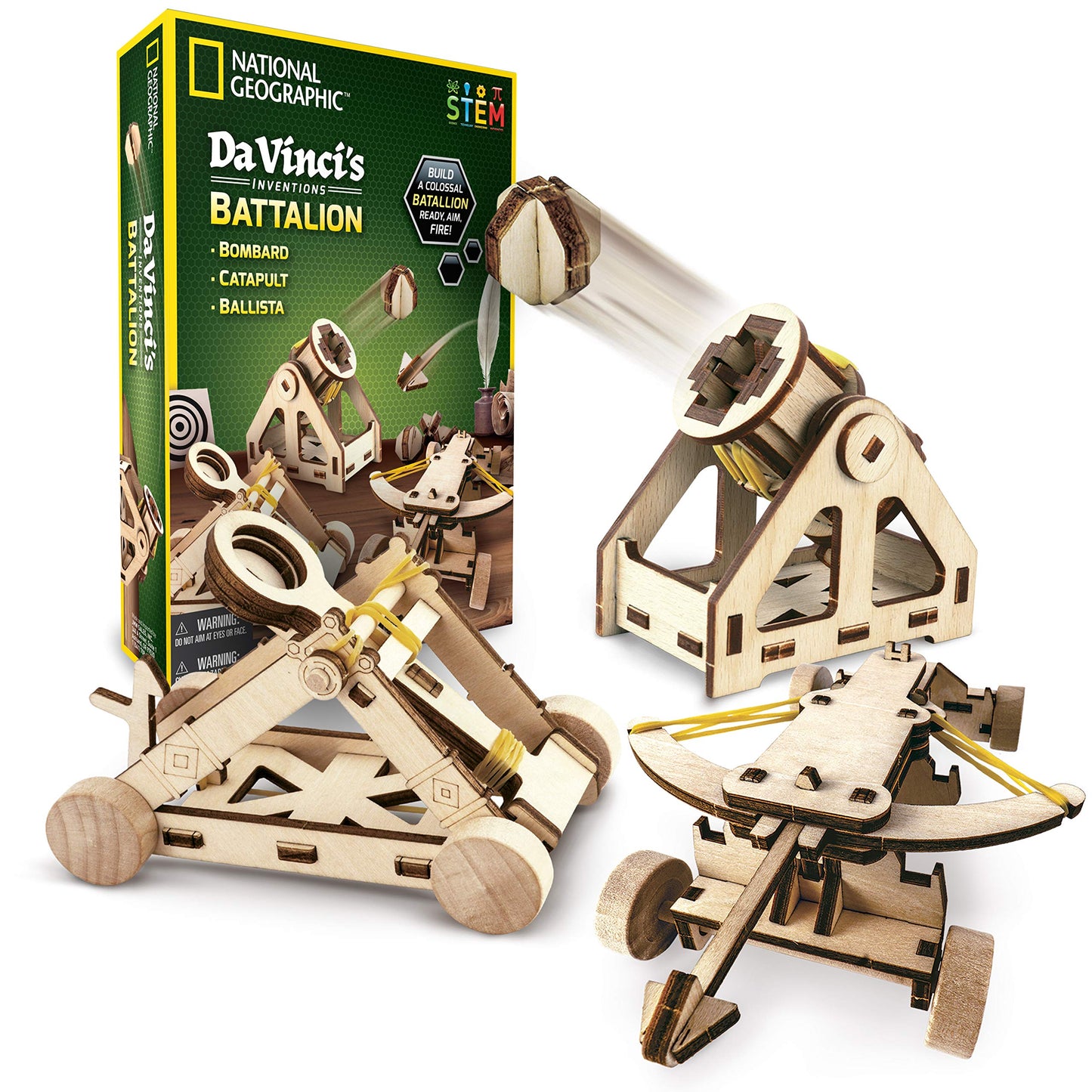 National Geographic Da Vinci Model Kit - Catapult Kit for Kids, 3D Puzzle Building Toy for Boys and Girls, Wood Building Kit for Kids, A Great STEM Project, Engineering Model Kit