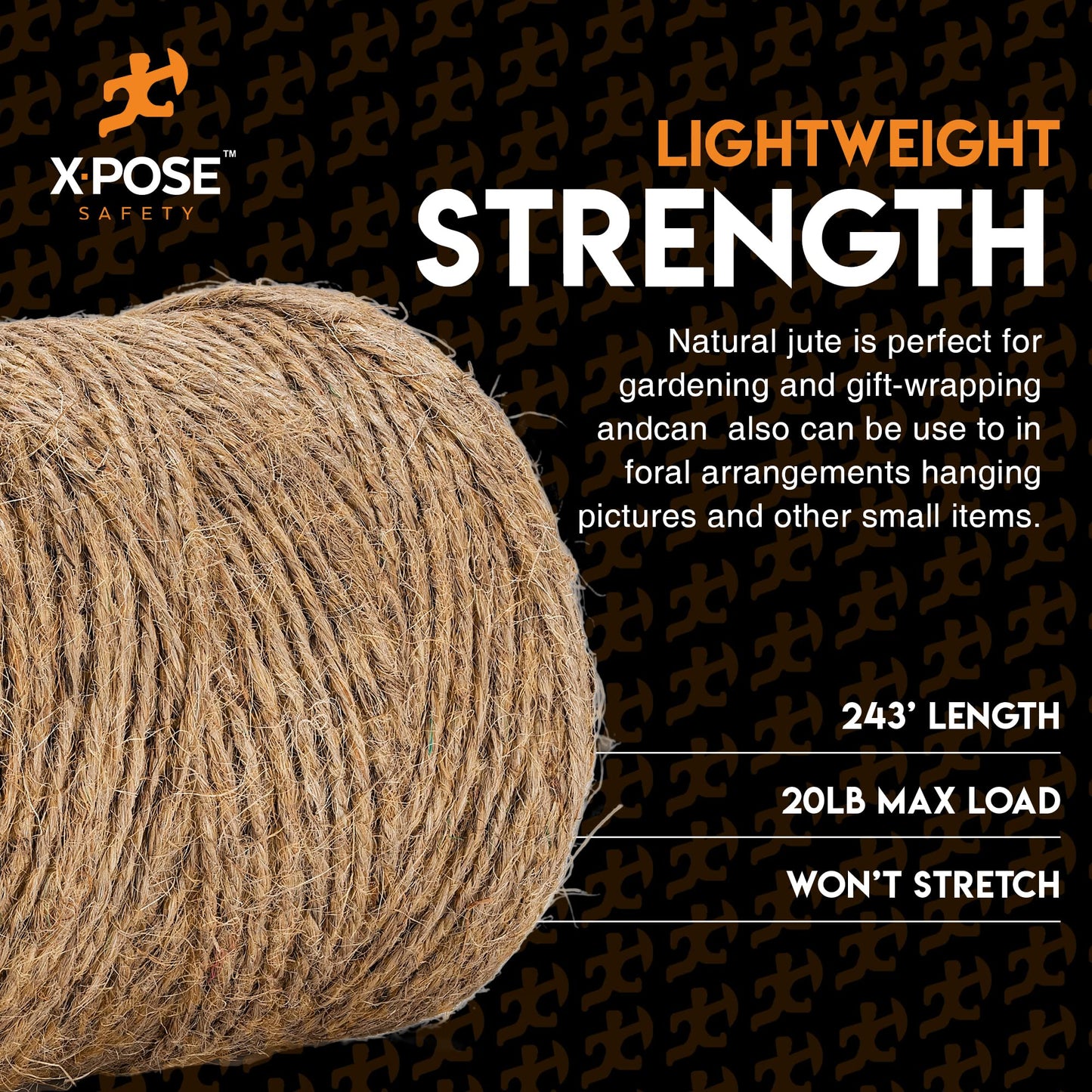 Jute Twine - 3 Ply Brown Roll 243 Feet Natural Jute String for Crafts, Packaging, Wrapping, Decorative Rope Cord for Hanging Ornaments (6 Packs)