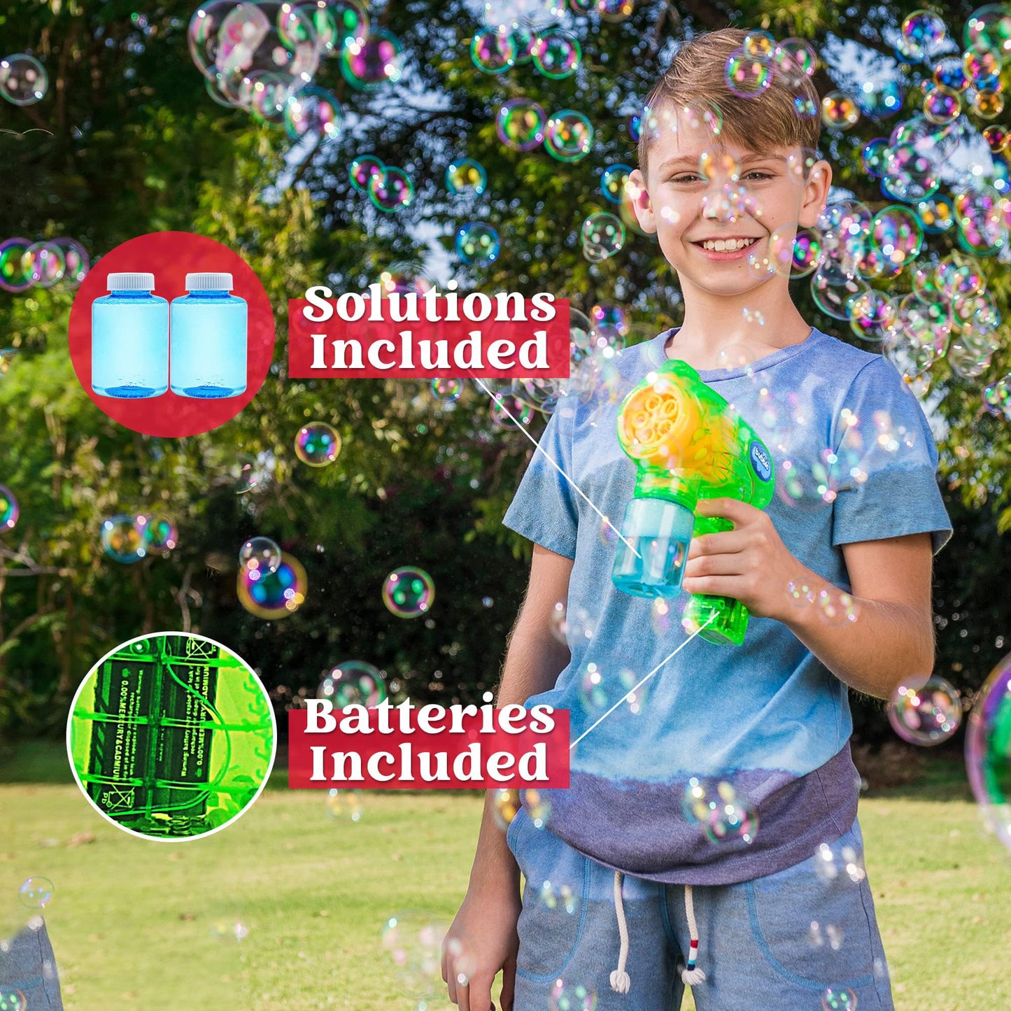 JOYIN 2 Bubble Guns Blaster Kit with 2 Solution for Kids, Automatic Bubble Maker Blower Machine for Party Favors, Birthday, Outdoor & Indoor Activity, Summer Toy