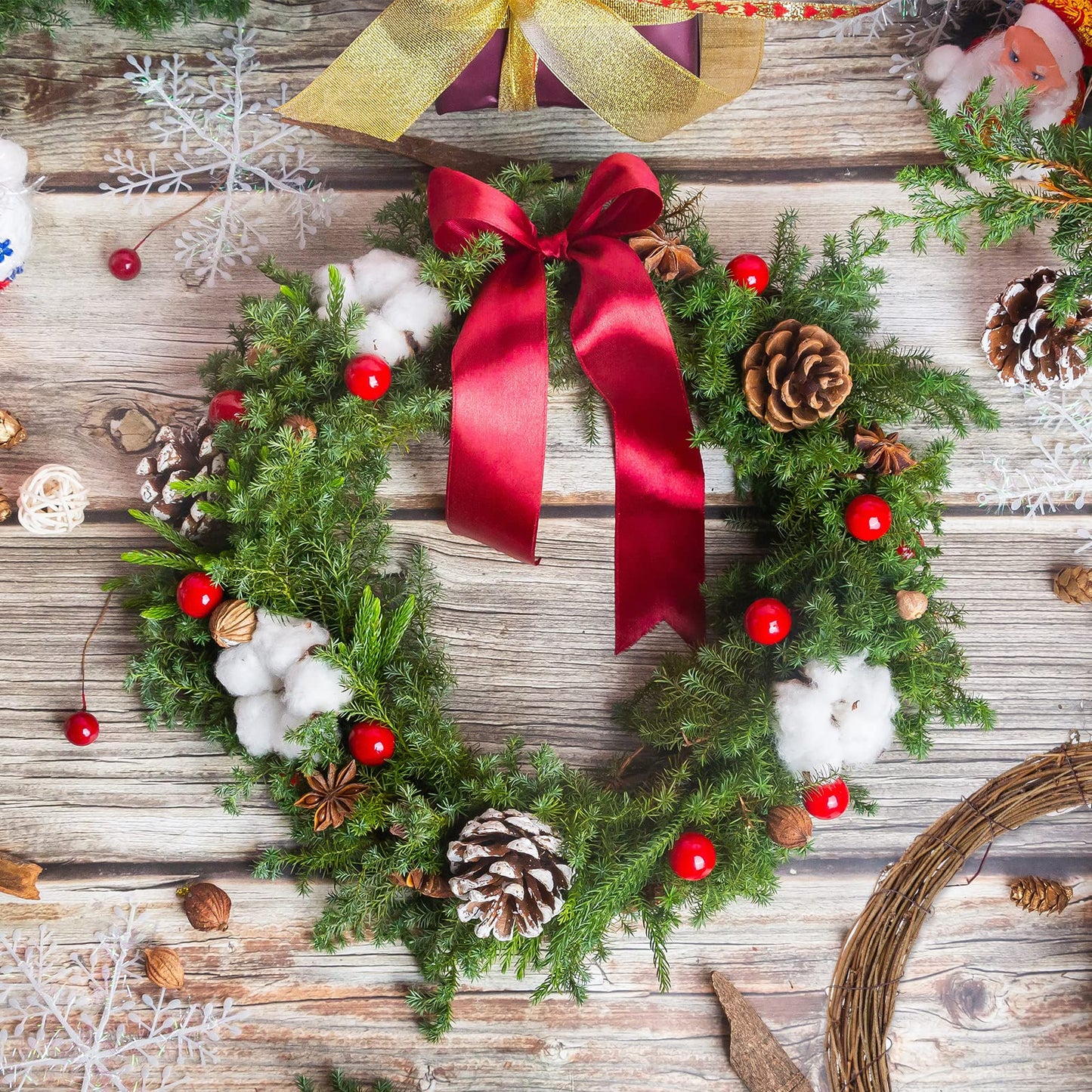 Grapevine Wreath Set, Marrywindix 2 Pieces Natural Vine Branch Wreath Christmas DIY Rattan Wreath Garland for Christmas Holiday Craft Wedding Decor (12 in.)