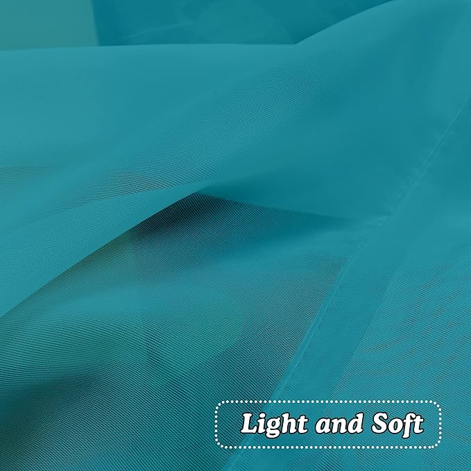 OVZME 2 Panels Turquoise Semi Sheer Valance - Short Curtain Valances for Windows, Basement, Kitchen with Dual Rod Pocket (42 by 14 Inches Long)