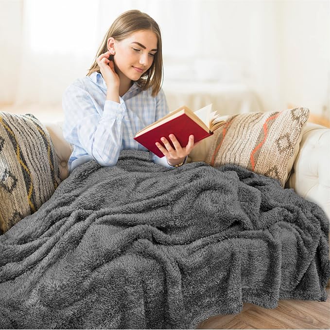 Pavilia Sherpa Bed Blanket King Size, Grey Plush Soft Cozy Fluffy Lightweight Microfiber Fuzzy All Season Blanket, 90x108 King