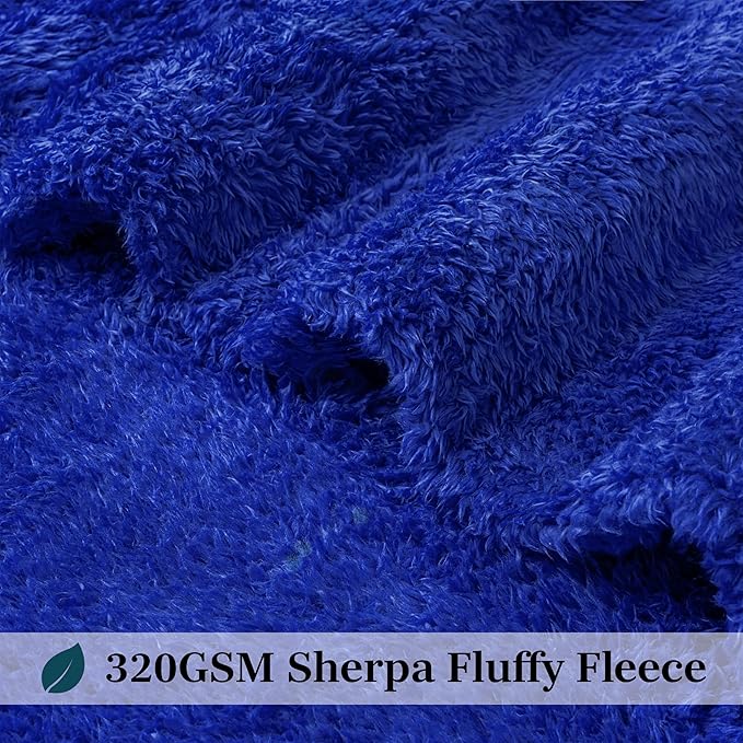 PAVILIA Sherpa Throw Blanket for Couch Sofa, Blue Fluffy Warm Plush Blanket for Bed, Cozy Super Soft Lightweight Throw, Fuzzy Decorative Blanket, All Season Home, 50x60