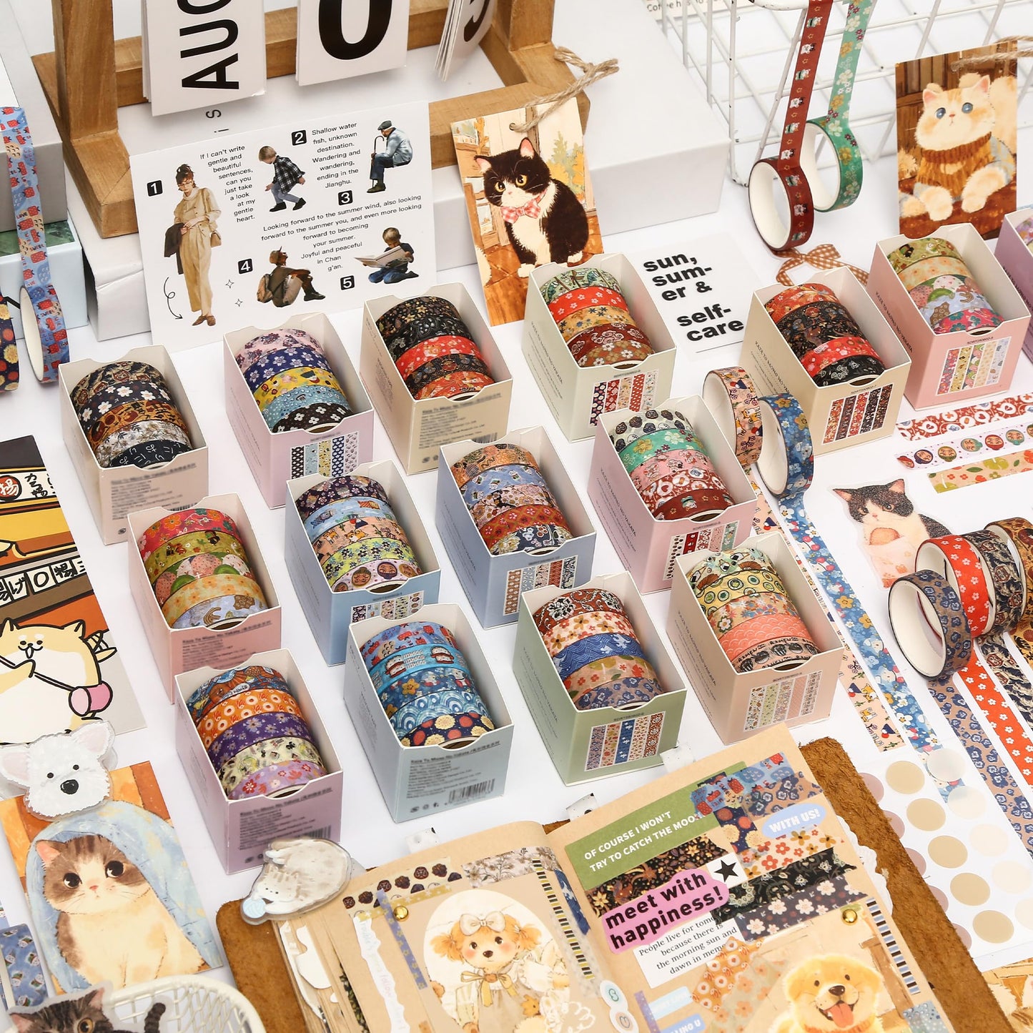 YUBBAEX 60 Rolls Value Washi Tape Pack Retro Arts Masking Tape Basic Patterns Decorative for DIY Crafts, Bullet Journal Supplies, Planners, Scrapbook, Card/Gift Wrapping (Autumn Kimono)