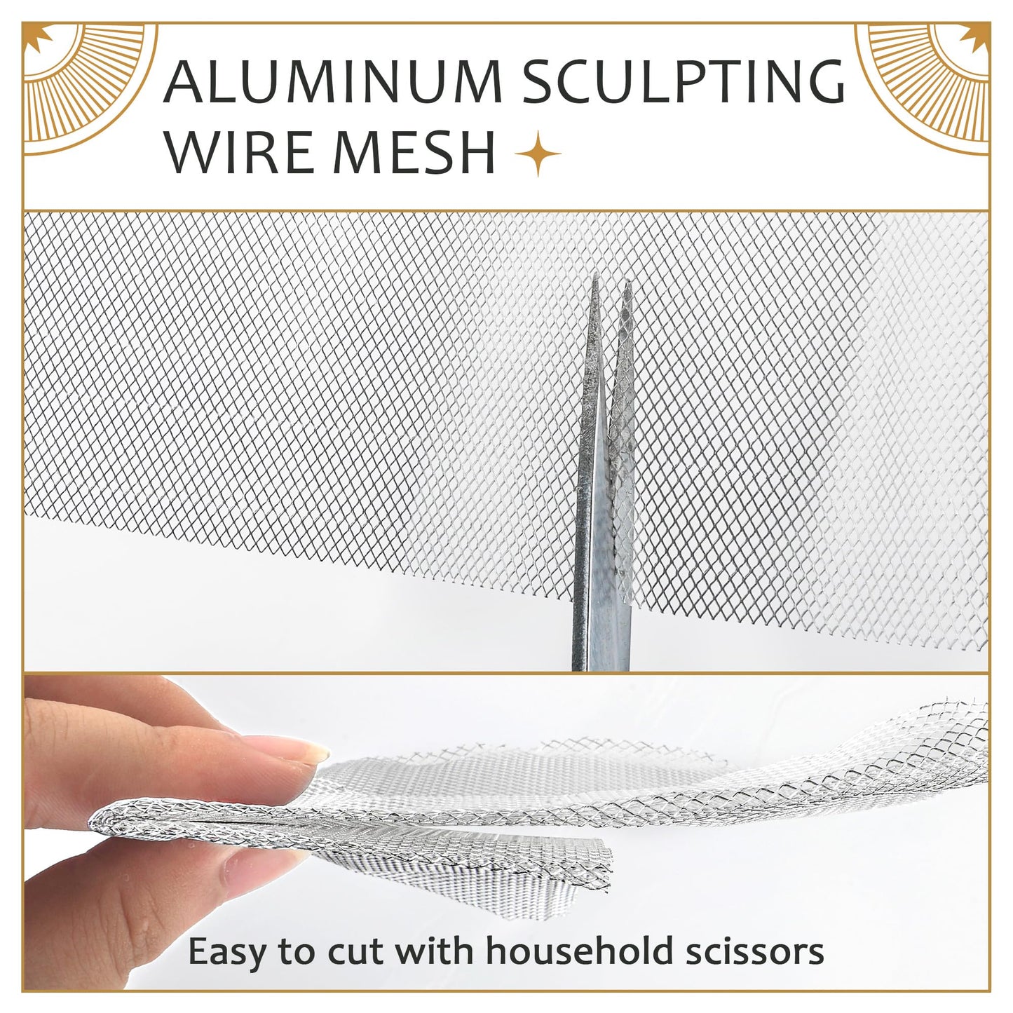 UNIFAMILY 2 Rolls Sculpting Wire Mesh,6.5FT x 16IN Aluminum Wire Mesh for Arts and Craft, Aluminum Armature Wires for Sculpting, Armature Mesh for Clay, Sculpting Craft Mesh for DIY Projects