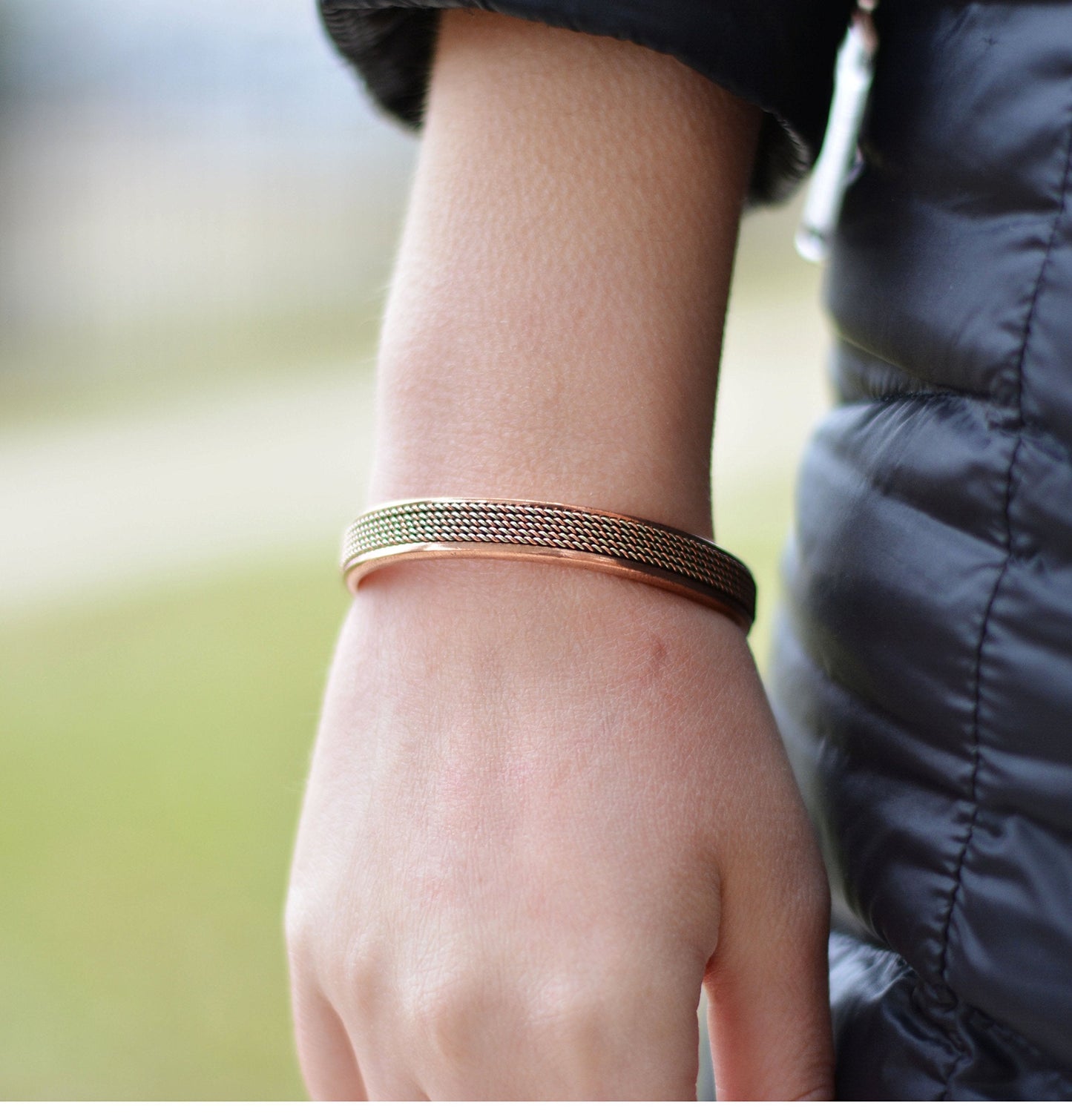 Coppervast Pure Copper Bracelet & Ring Set – Adjustable Handmade 99.99% Solid Copper Jewelry for Men & Women | Elegant Copper Cuff Bracelets & Ring Gift for Men and Women