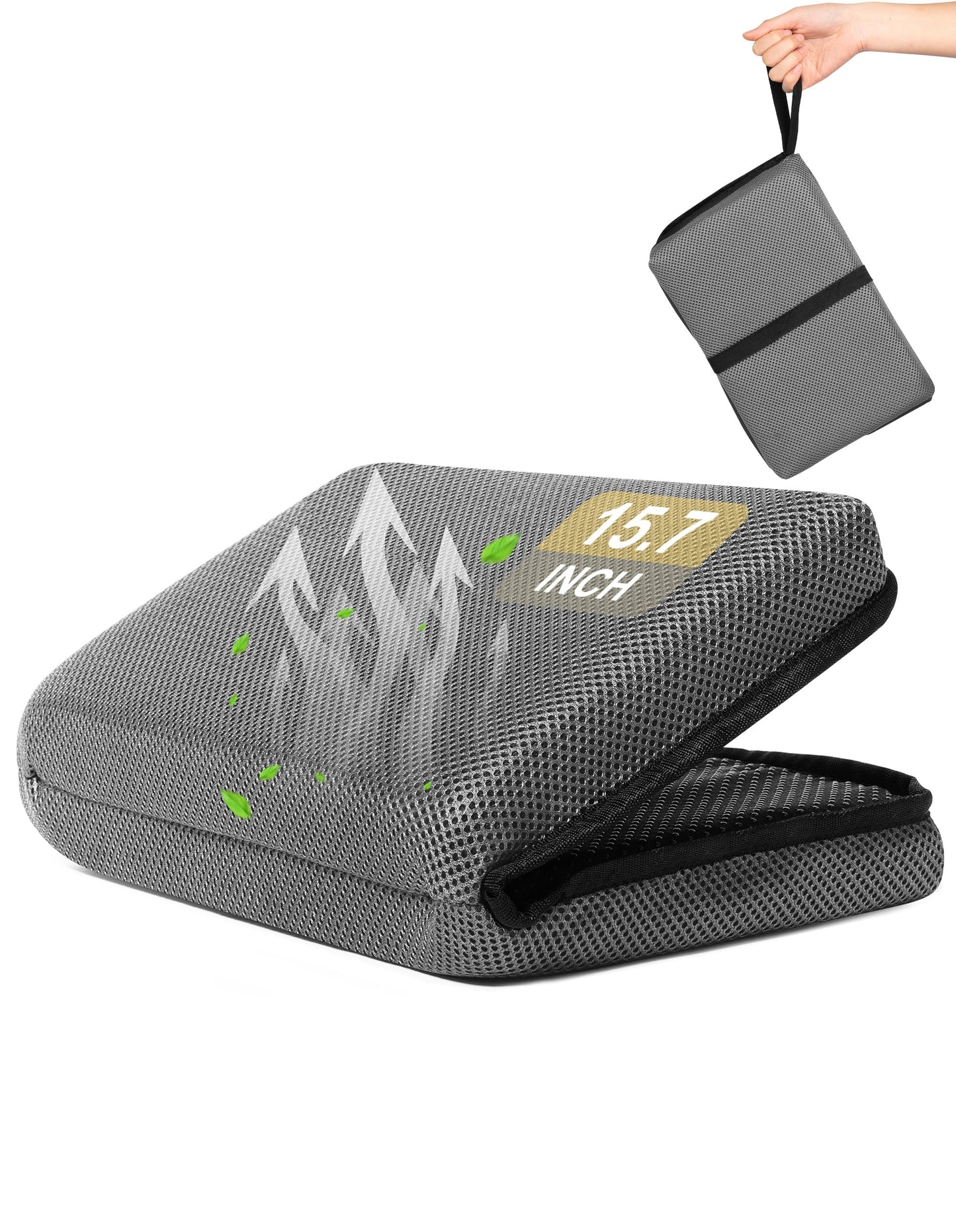 FASTMOMENT Airplane Seat Cushion Portable Travel Cushion for Comfort Foldable Stadium Pad with Breathable Fabric Seat Pad Perfect for Long Flights, Office, Camping, Bleacher (Standard Size - 15.7'')