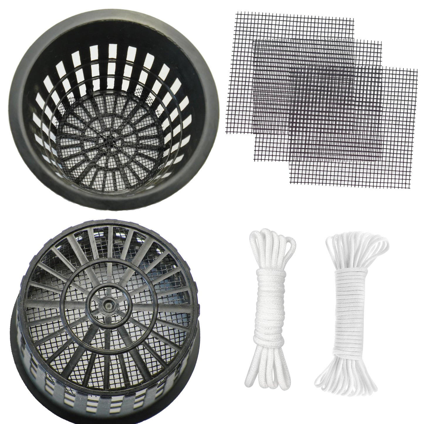 ORIMERC 30 Pack 3 inch Net Cup Pots with Self-Watering Wick Rope & Drainage Hole Mesh Screen