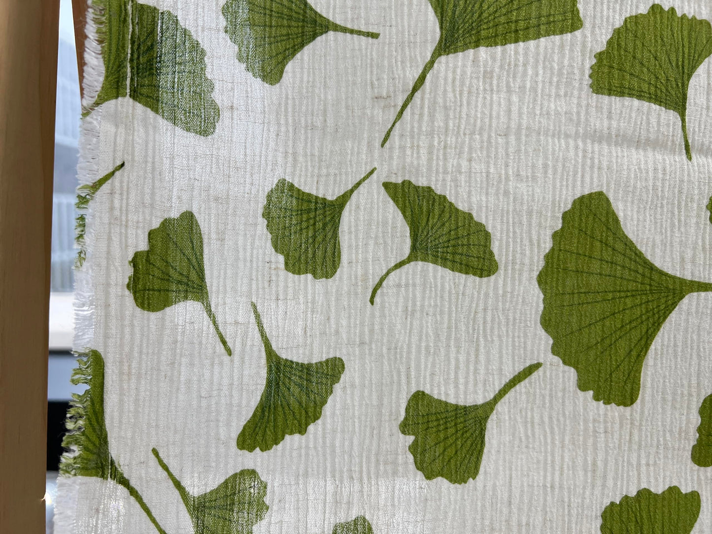 Linen Rayon Blend Fabric by The Linen Lab – Lightweight, Soft, 42"~43" Wide, Pre-Washed Material for Sewing, Clothing, Crafts & DIY (1 Yard pre Cut, Green Ginkgo with Subtle Wrinkle Effect)