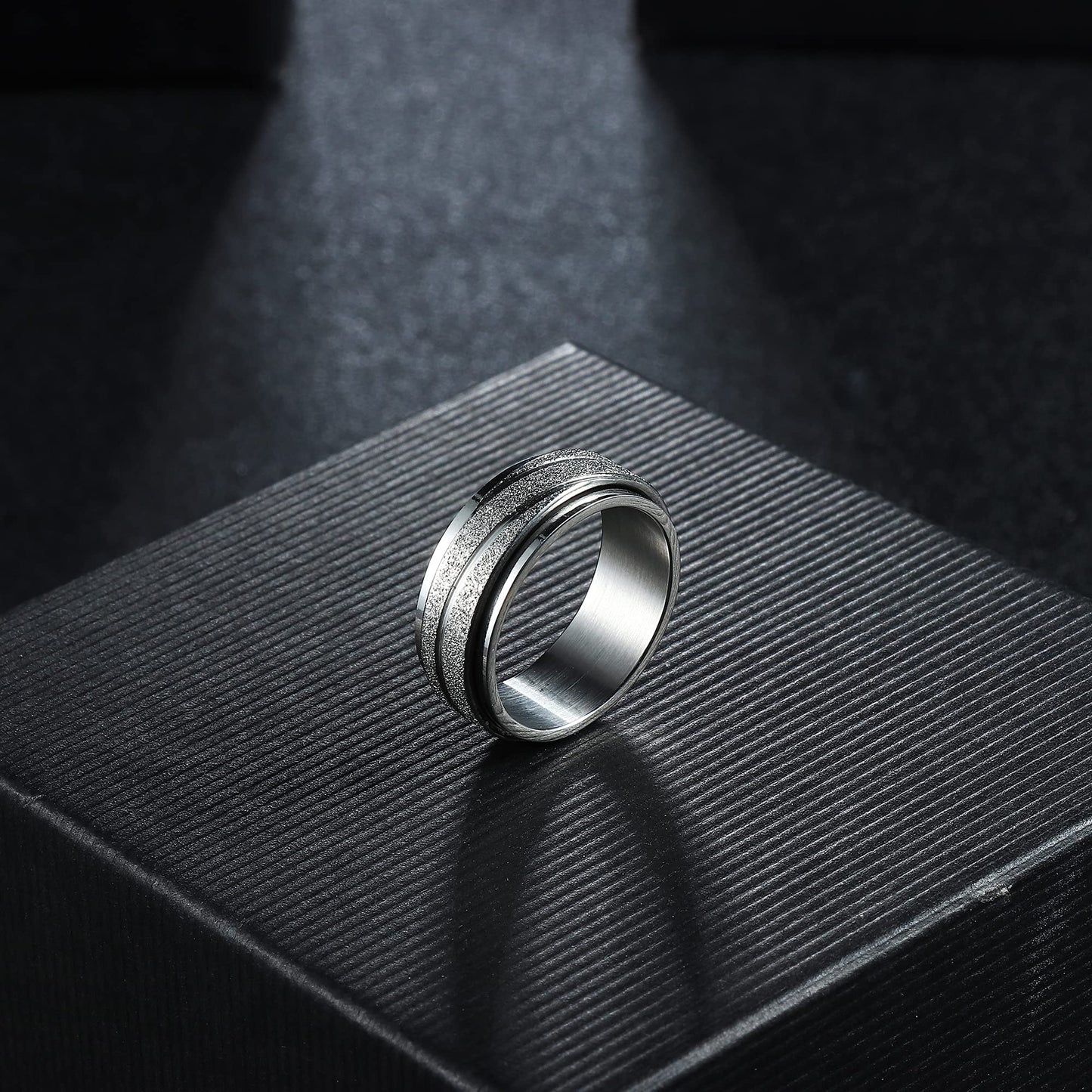 Magitaco Spinner Rings Stainless Steel Anxiety Rings Moon Star Flower Lunnar Phase Fidget Rings for Anxiety for Women Men