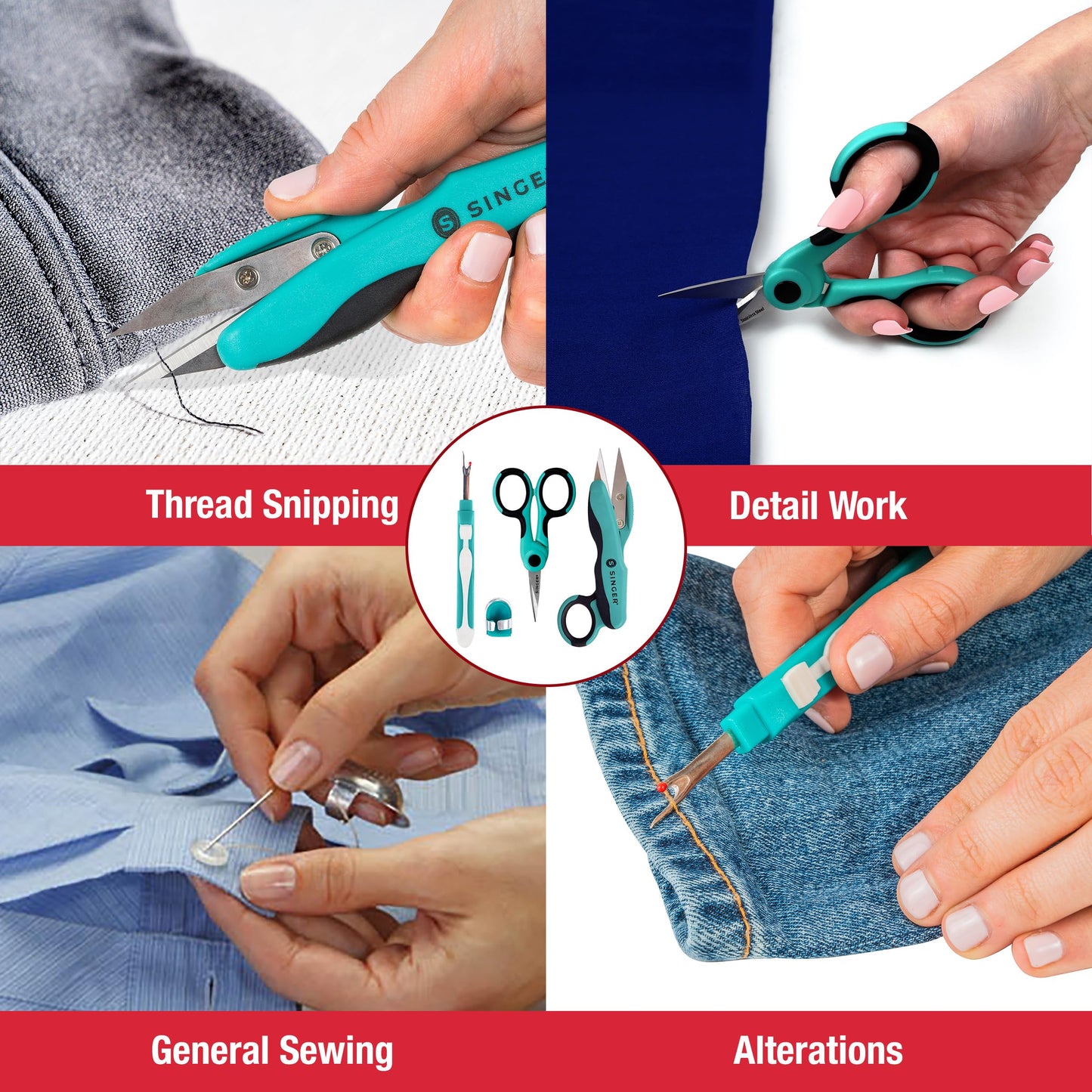 SINGER ProSeries Sewing Kits with Sewing Tools (Scissors & Seam Ripper Bundle)