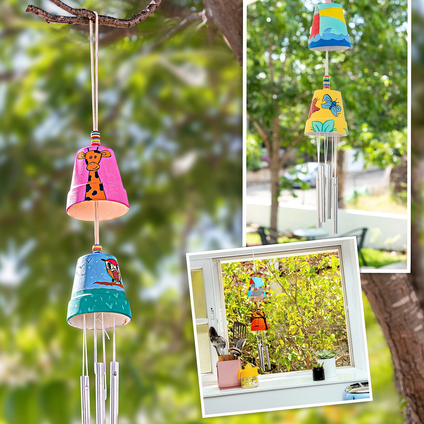 Make Your Own Wind Chime Craft Kit, 2-Pack – Large Bells, Stencils & Beads | DIY Arts and Crafts for Kids Ages 6–12 | Creative Gift for Boys and Girls