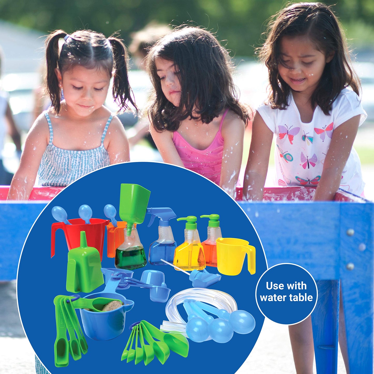 Constructive Playthings Measure and Pour Water Play Preschool Science Kit, Water Table Accessories, Educational Toy for Kids, Classroom Supplies, 34-Piece Set, Toddler Toys for 3 Years and Older