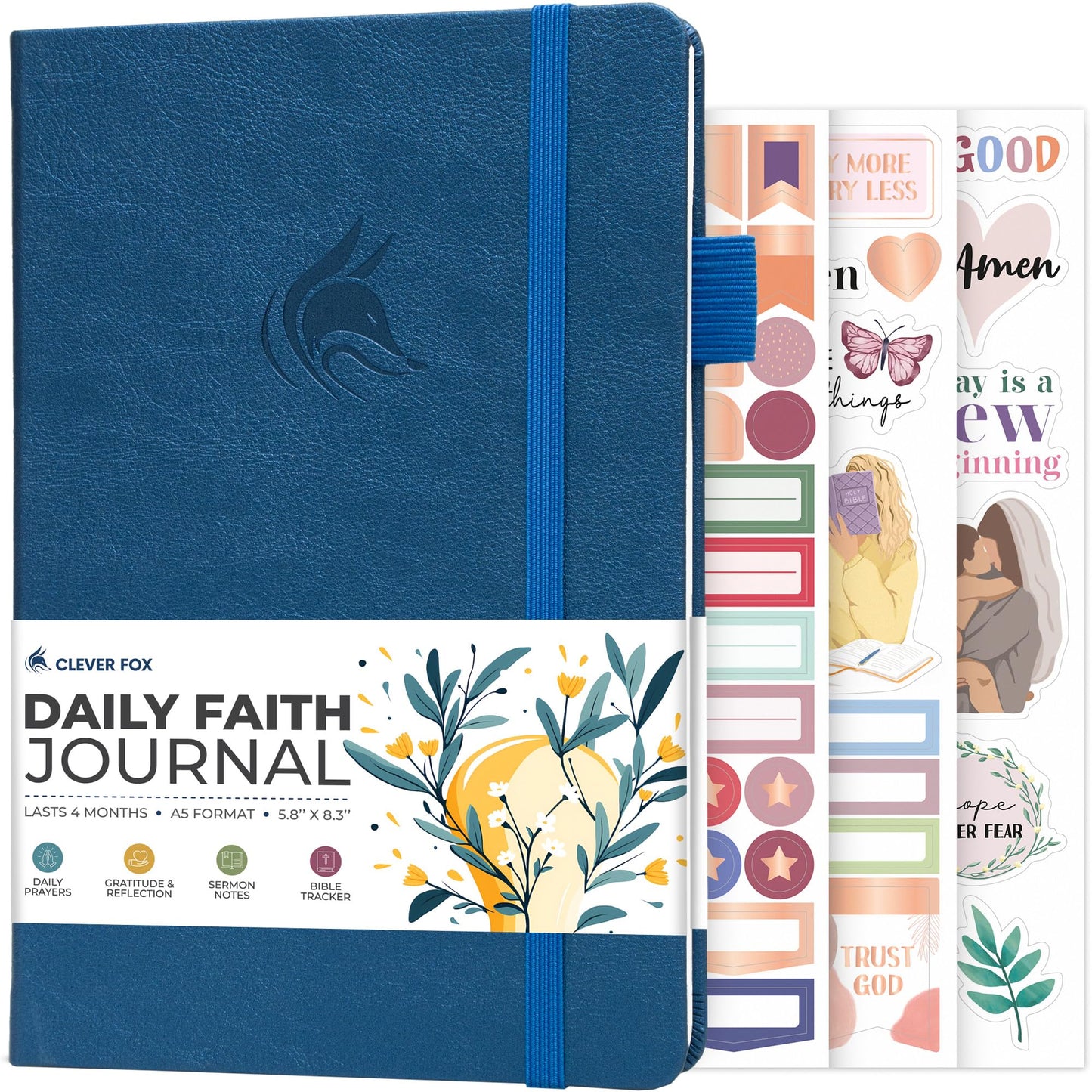 Clever Fox Daily Faith Journal – Guided Prayer, Gratitude & Bible Study Notebook – Faith Based Gifts & Journaling Supplies for Women (Mystic Blue)