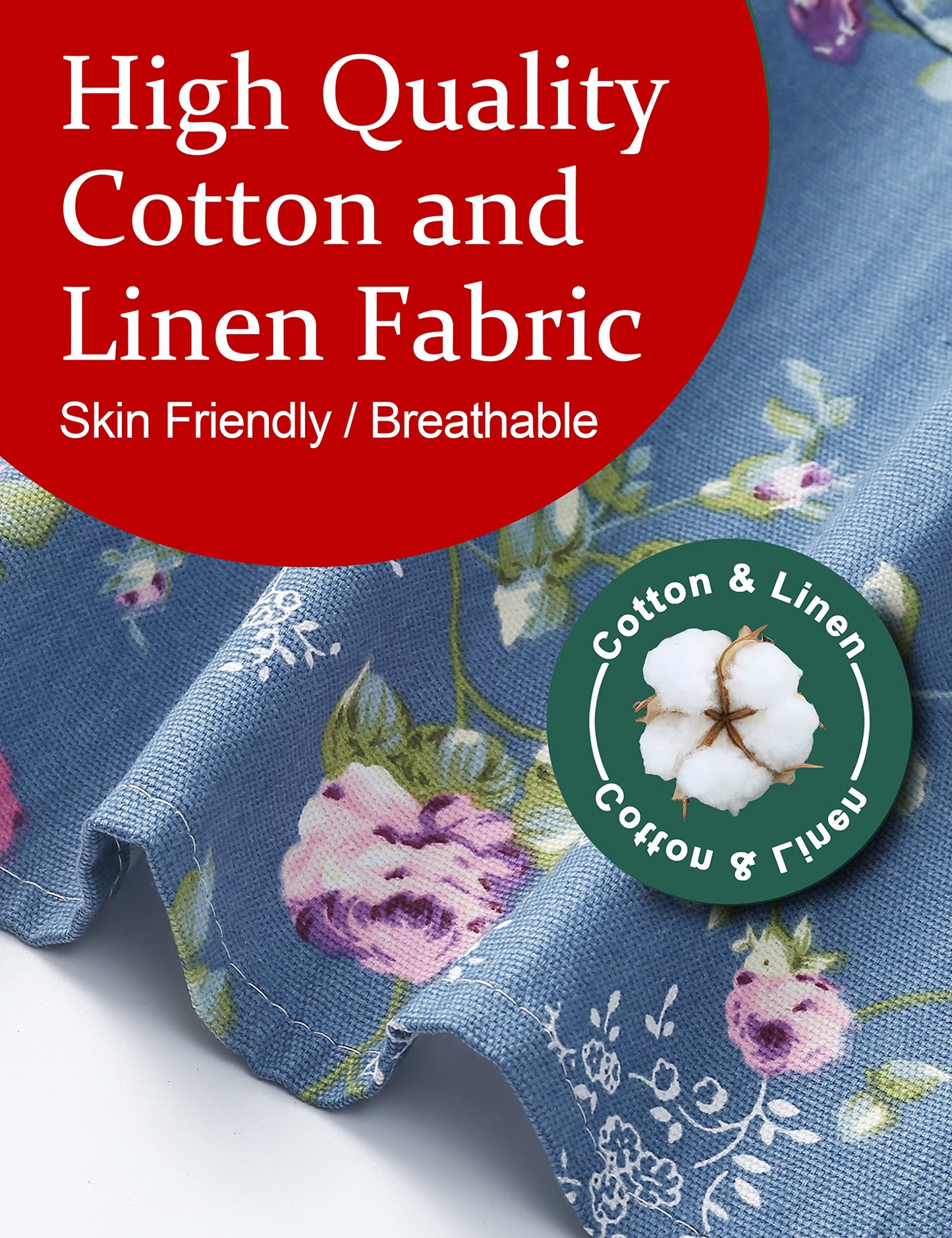 APRONNER Cozy Adjustable Cross Back Aprons for Women with Pockets Cotton Linen Cooking Kitchen Baking Rose Flower