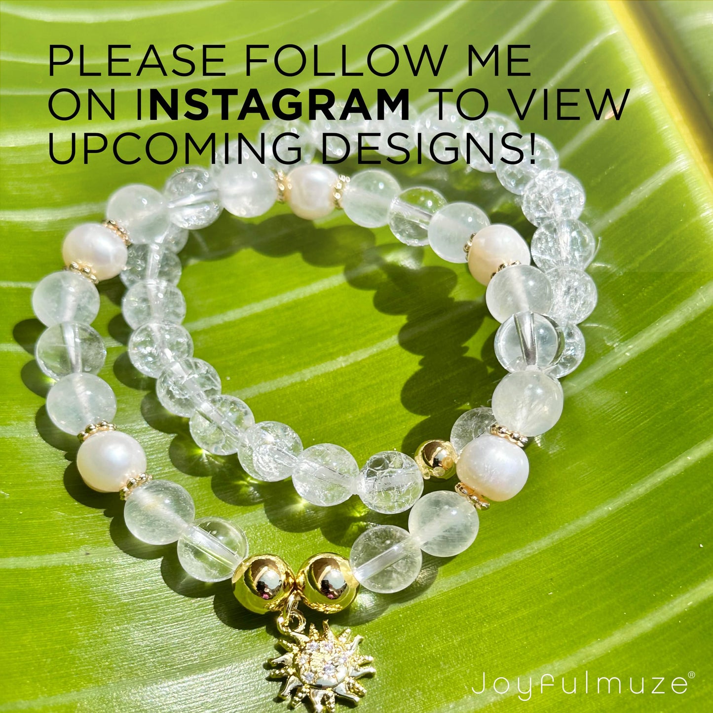 Joyfulmuze Clear Quartz Crystal Bracelet, Chakra Healing Energy Balancing, Simple Natural White Stone, Handmade Jewelry Gift for Women, 6.5-7” wrist (Burst - Clear Crystal)