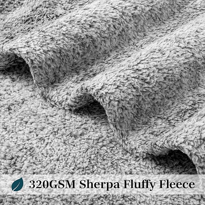 PAVILIA Sherpa Throw Blanket for Couch Sofa, Heather Grey Fluffy Warm Plush Blanket for Bed, Cozy Super Soft Lightweight Throw, Fuzzy Decorative Blanket, All Season Home, 50x60