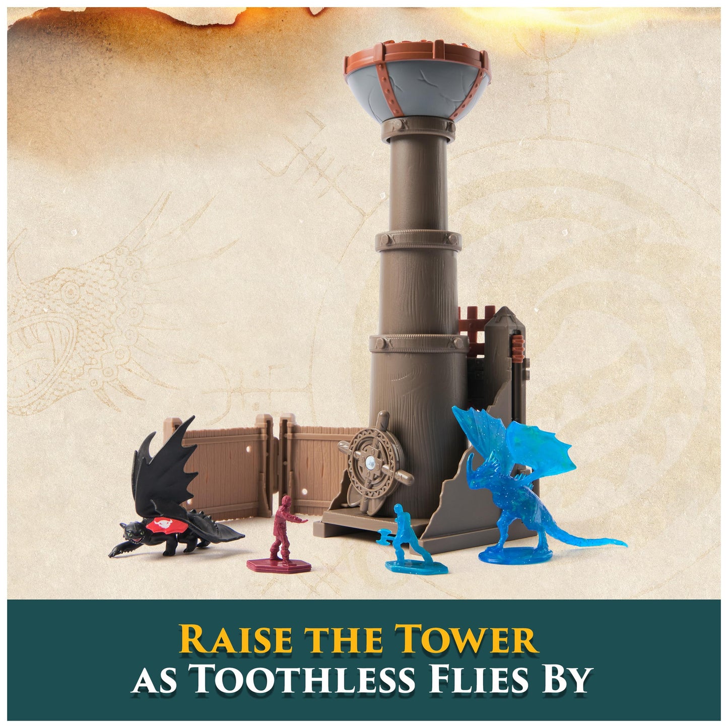 DreamWorks Dragons, World of Berk, Trial of Flame Bundle Pack with Dragon Capture and Torch Tower Playsets, 4 Dragon Figures with 4 Viking Figures, for Ages 4 and up