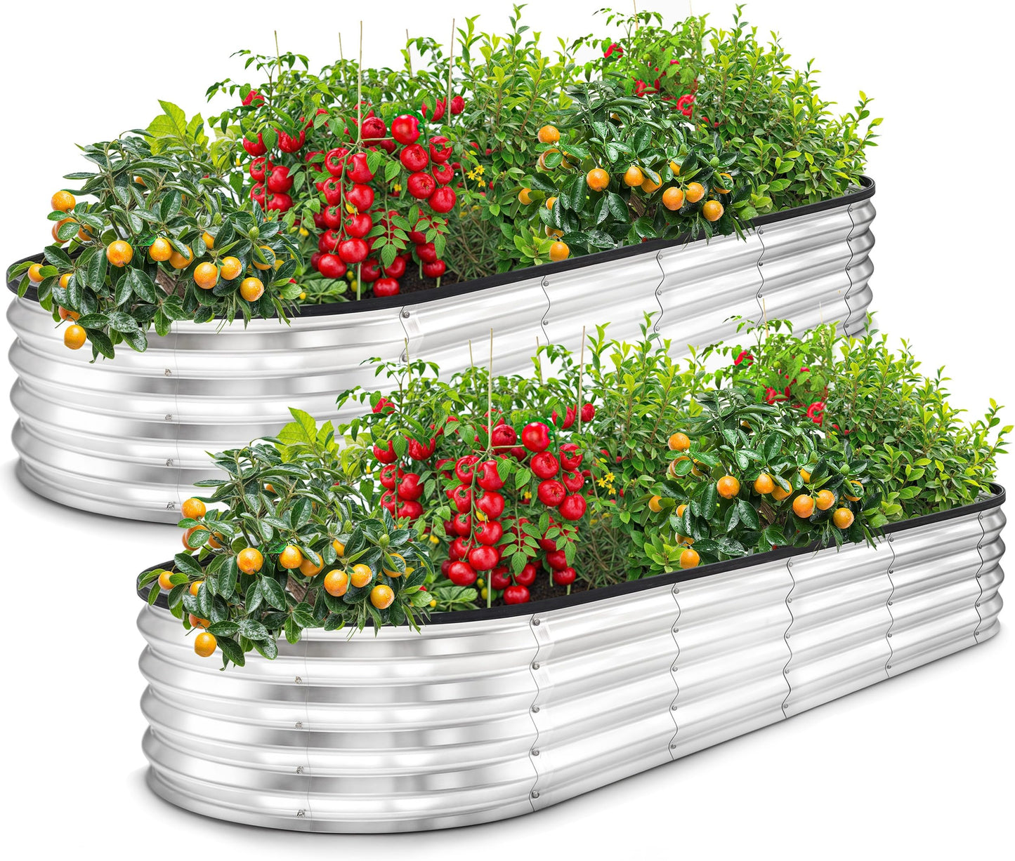 Utopia Home Galvanized Raised Garden Bed, 6x2x1 Ft Lightweight Planter Boxes Outdoor with Easy Assembly, Large Garden Bed for Vegetables, Fruits, Flowers, Silver, Pack of 2