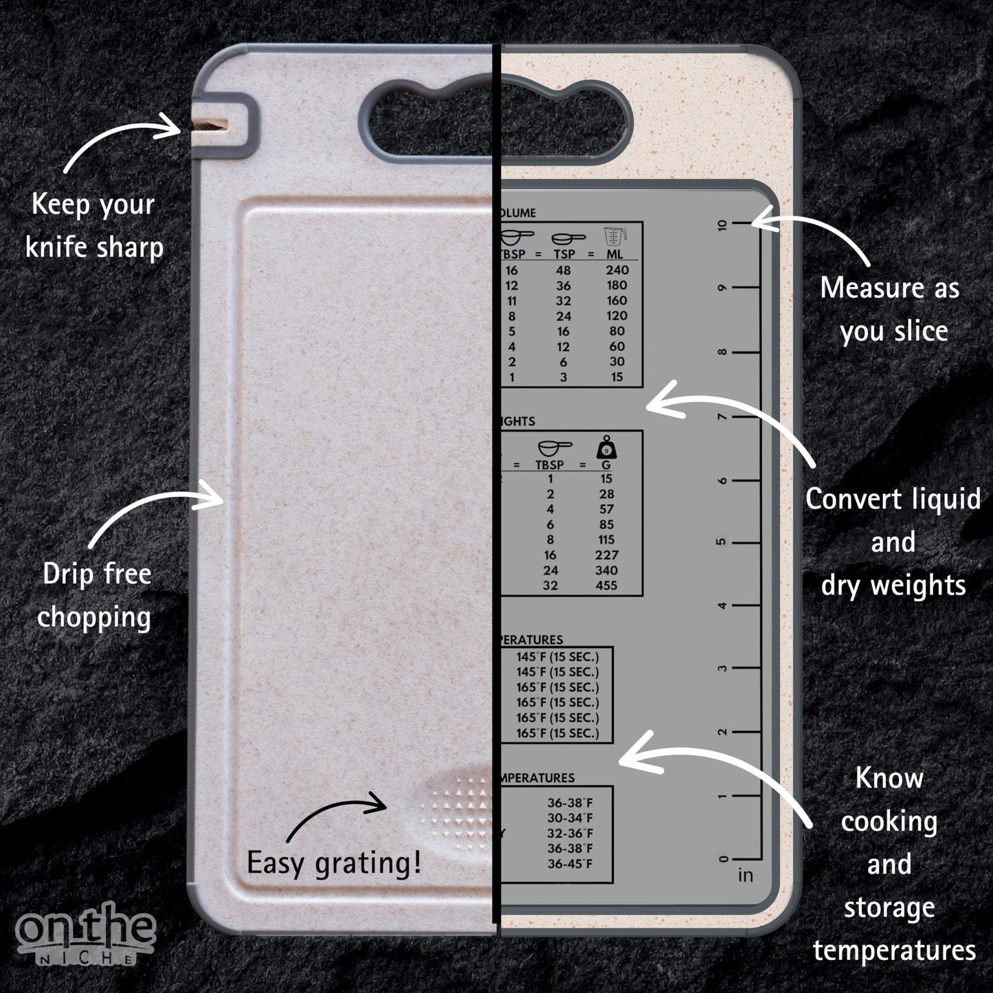 304 Stainless Steel Cutting Board – Double-Sided Kitchen Chopping Board with Wheat Straw PP, Built-in Knife Sharpener, Juice Grooves, Garlic & Ginger Grater, Handle – 14.37 x 9.84 in