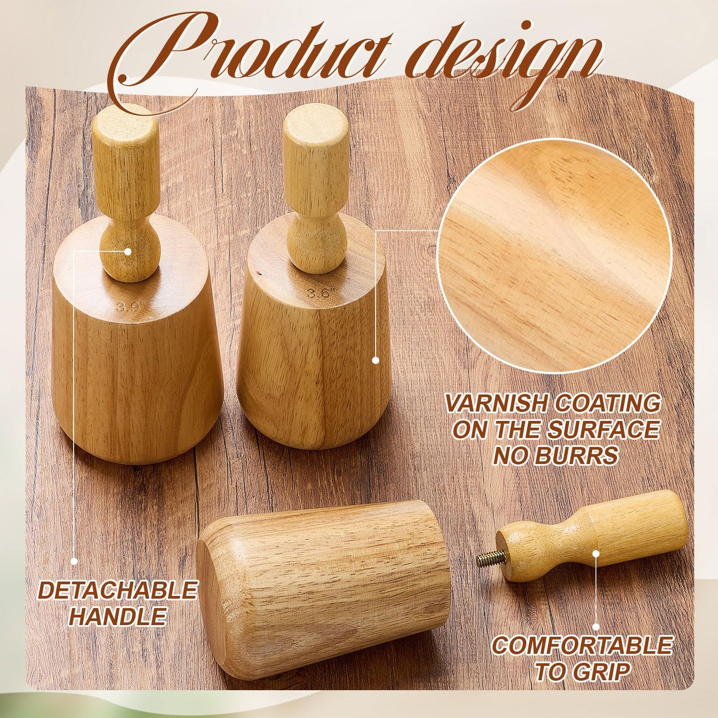 Colingmill 3 Sizes Wood Molds for Pottery 12oz, 15oz, 18oz with Removable Handle Wood Shaping Tool for DIY(Narrow-mouthed)