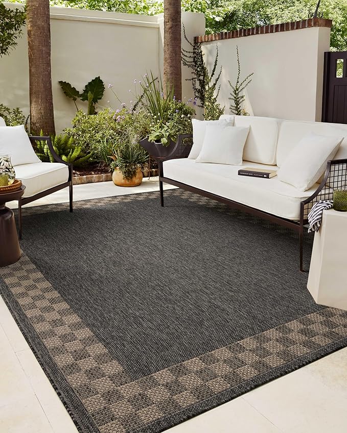 Loloi Chris Loves Julia Providence Collection PRC-01 Charcoal/Natural 6'-3" x 9'-2", .12" Pile Height, Indoor/Outdoor Area Rug