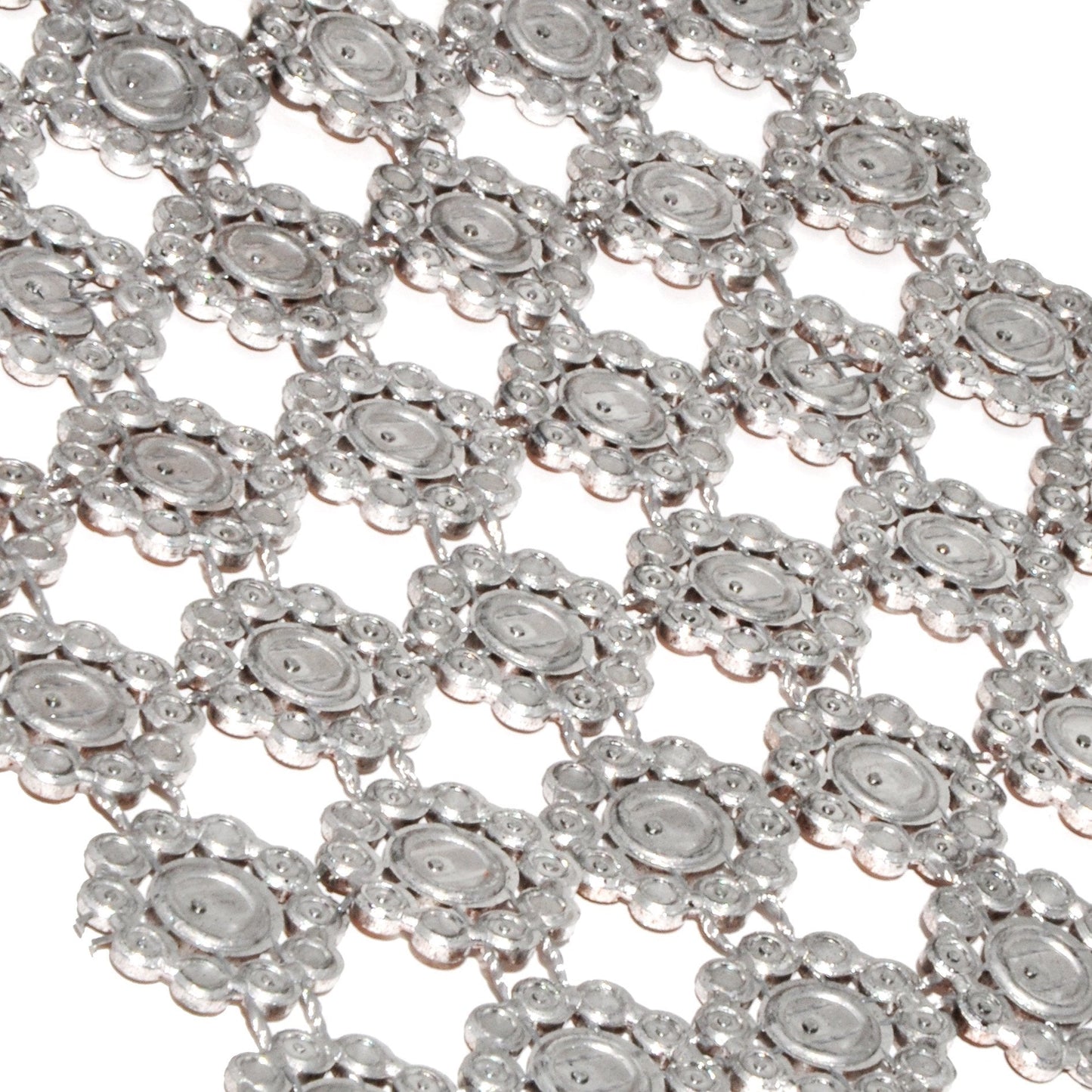 Mandala Crafts Flower Pattern 4 in 10 Yds Silver Bling Wrap Rhinestone Mesh Ribbon – Crystal Diamond Wrap Rhinestone Strips Roll for Crafts Wedding Event Decoration