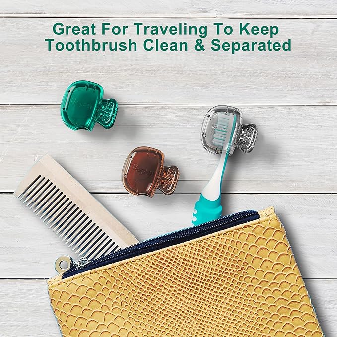 Mspan Toothbrush Protector Travel Cover: Brush Head Cap Cute Clip Case Bulk Guard - Oral Care Accessories Pod for Kids Adults
