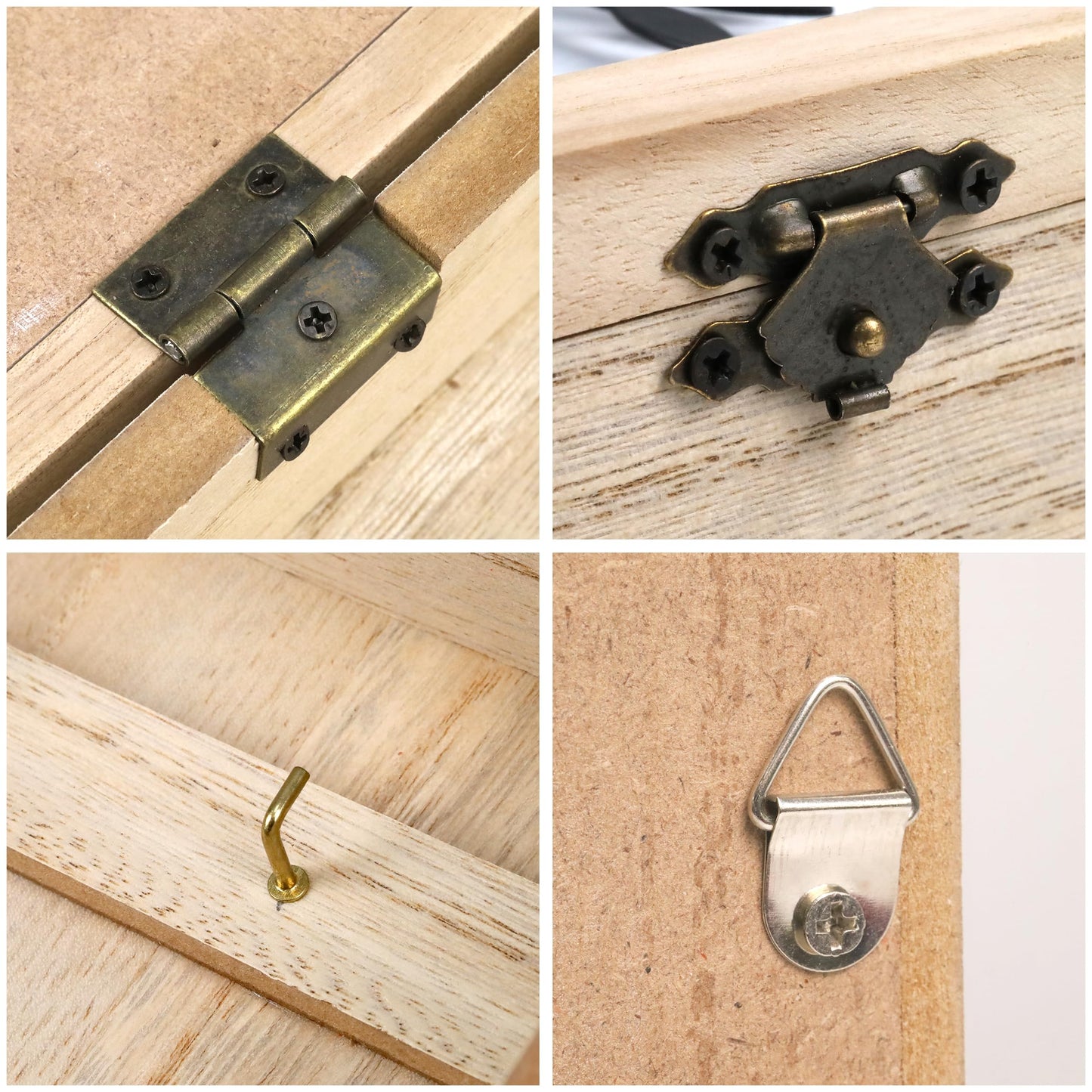 Hidden Key Holder for Wall - Wooden Key Box Wall Mount Decorative Cabinet with 6 Hooks, Rustic Beige Wood Keychain Organizer, Access Card Hangers Rack Storage for Home Entryway Hallway Office Decor