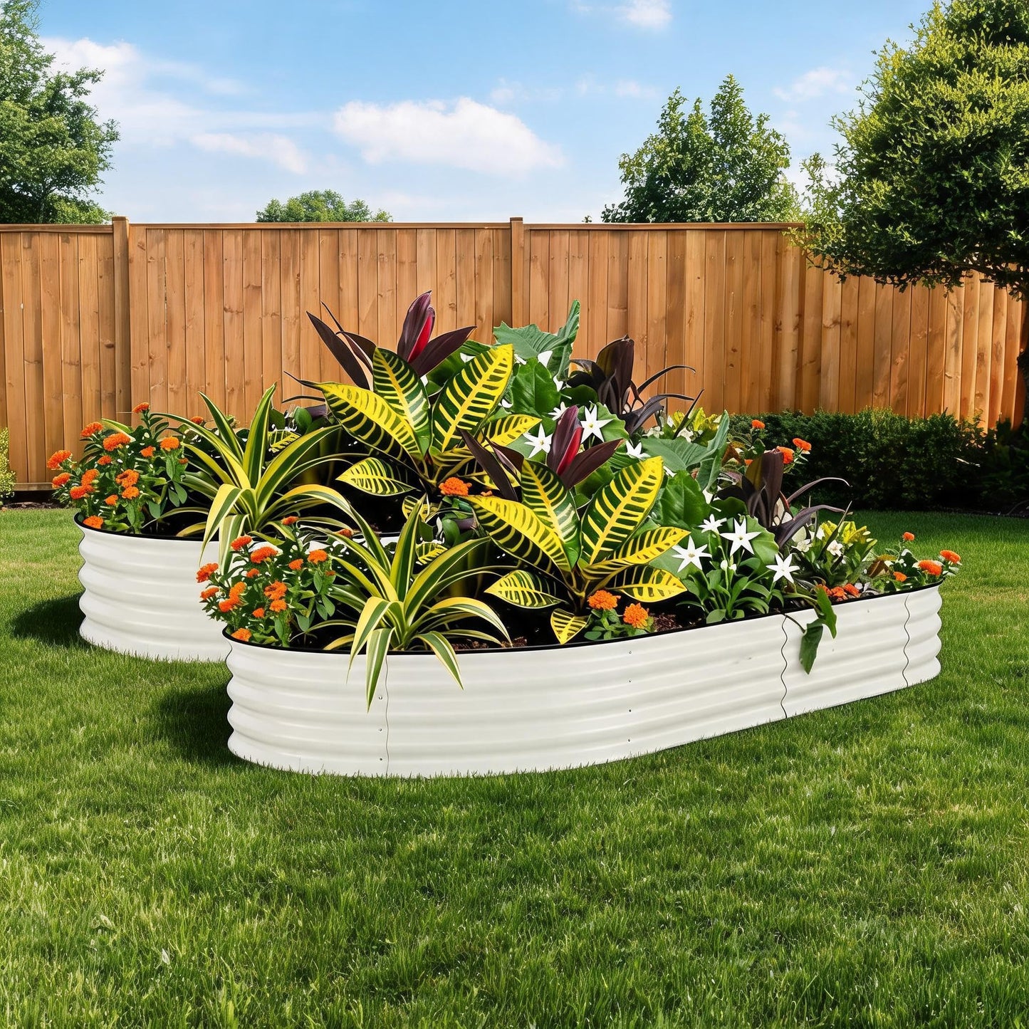 CABIHOME 2 Pcs Raised Garden Beds, Galvanized Steel Outdoor Planter Box, Rust Resistant Easy Assembly Garden Box, Durable Raised Beds for Vegetables, Flowers & Outdoor Plants