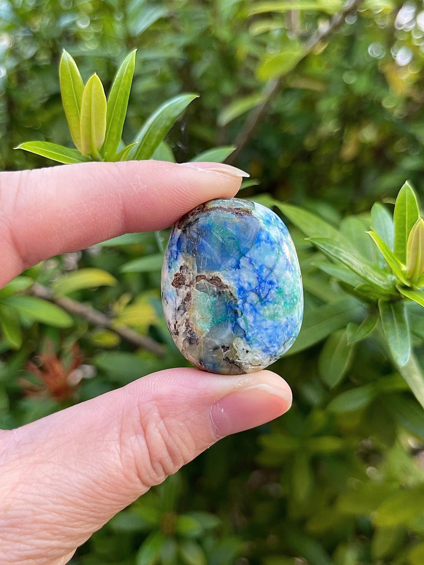GAF TREASURES 5 Pcs Azurite Malachite Tumbled Stones, Polished Natural Azurite Malachite Gemstone, Azurite Malachite Healing Crystals (Azurite Malachite)