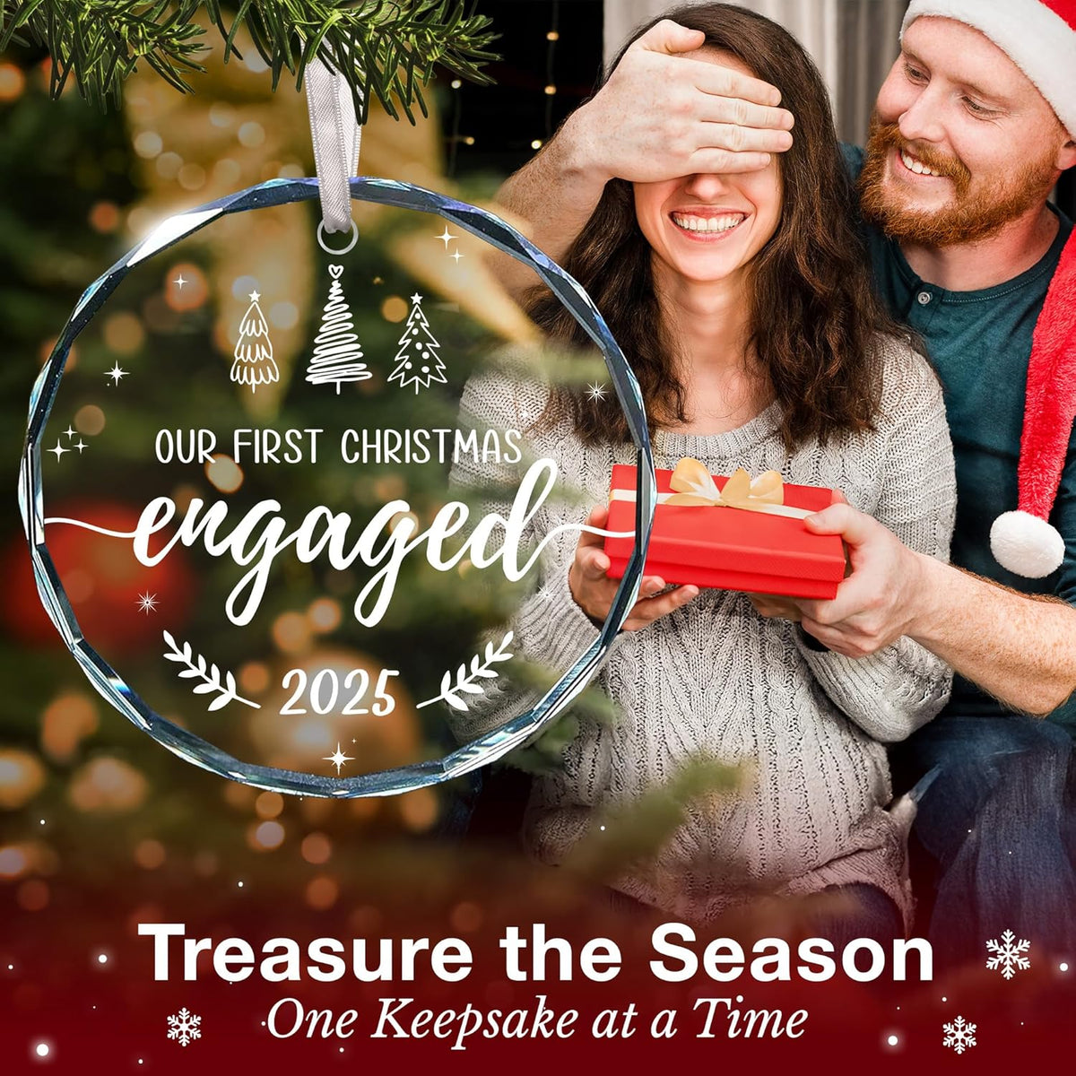 First Christmas Engaged Ornament 2025 - Ideal Engagement Gift for Couples, Unique Bride to Be Gifts, Just Engaged 2025 Ornament, Cool Engagement Presents, Celebrating Our First Christmas Ornaments
