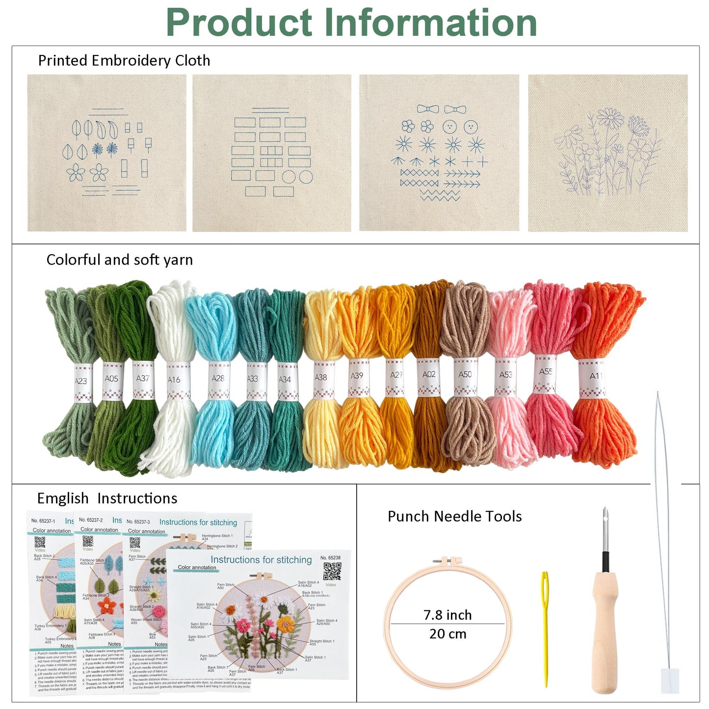Myfelicity Punch nedle kit,Punch Needle Kits Adults Beginner,Learn Various Needlework Techniques for poking Embroidery
