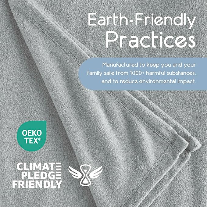 Vellux Full/Queen Size Microfleece Blanket | Fleece Bed Blanket | All-Season Comfort | Supersoft Lightweight | Plush Throw Blanket for Bed Couch or Sofa | Pet-Friendly | Light Grey