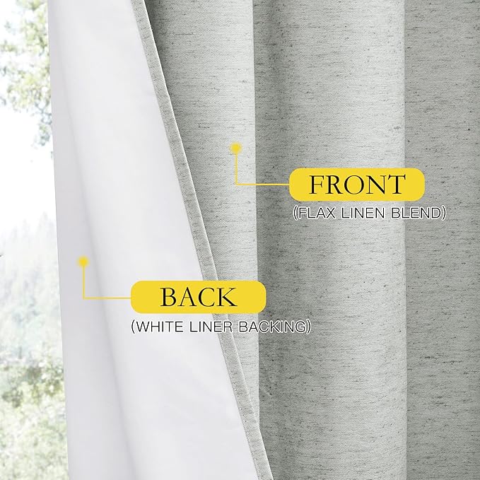 NICETOWN Grey Complete 100% Blackout Curtain Set, 52W x 45L, 2 Pcs, Thermal Insulated & Energy Efficiency Window Draperies for Guest Room, Full Shading Panels for Shift Worker and Light Sleepers
