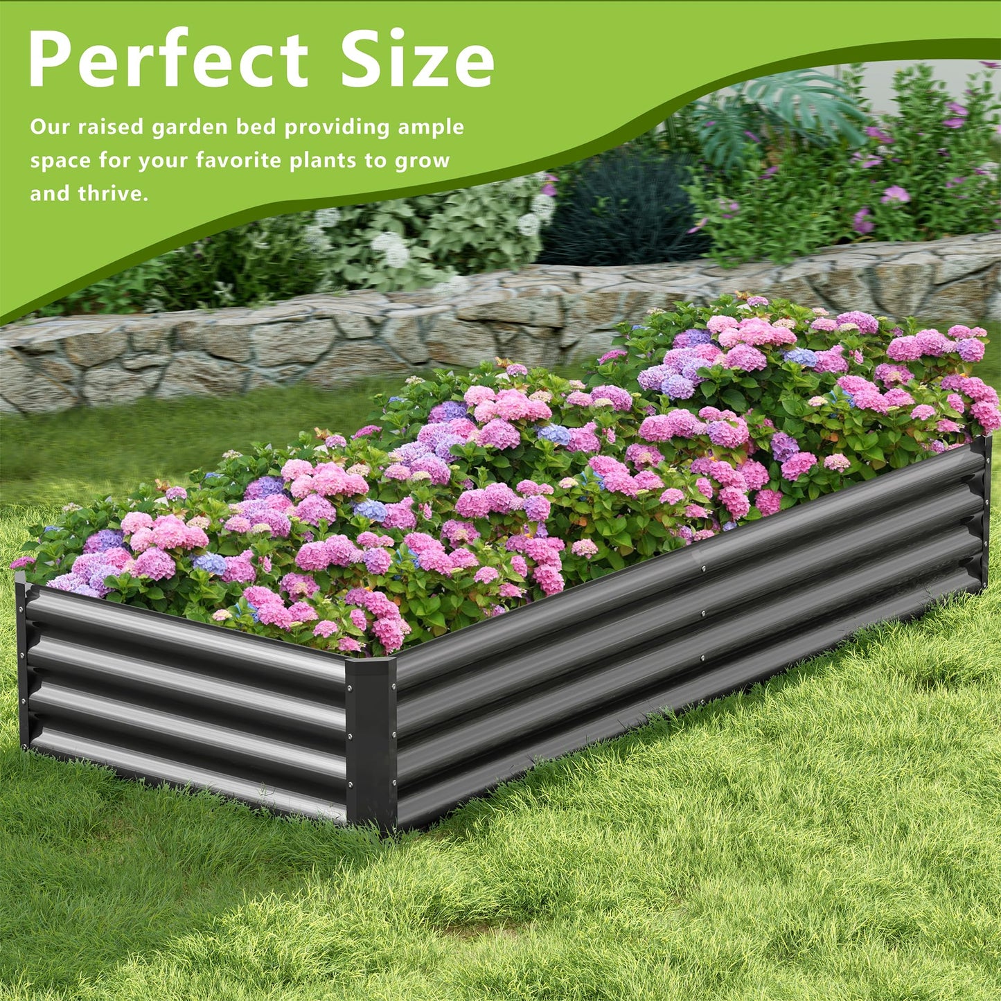 Ayen Guard 2PCS 8x2x1FT Galvanized Raised Garden Bed, Galvanized Planter Raised Garden Boxes Outdoor, Large Metal Raised Garden Beds for Vegetables-Grey