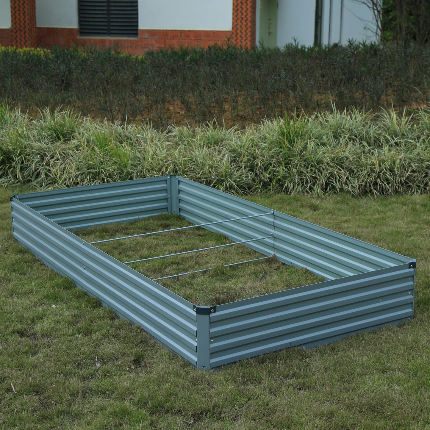 Foxlang 8x4x1ft(2 PCS) Galvanized Raised Garden Bed,Outdoor Planter Box Metal Patio Kit Planting Bed for Vegetables Flowers Herb,Gray