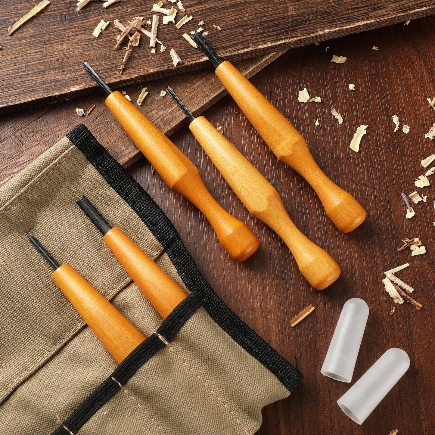 WILLBOND 5 Pcs Linocut Carving Tools Set - Triangular Linoleum & Wood Carving Knife Chisel V Shaped Tools for Linocut Printmaking & Woodcarving (1.5mm, 2mm, 3mm, 4mm, 5mm)