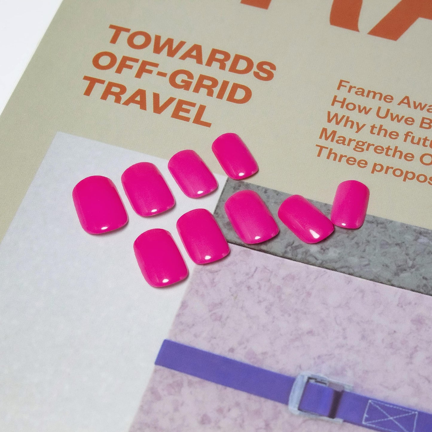 Hot Pink Press On Nails Short Square, KXAMELIE Natural Gel Nails Glue on Acrylic Nails Press ons Featured Protective Coat Thick Reusable Fake Nails Solid Color 24 Short Coffin Artificial Nails