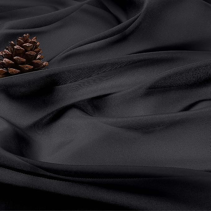 OVZME Black Sheer Curtains 108 Inches Long 2 Panels Set, 59 Inch Extra Wide Lightweight Airy Black Sheer Curtain for Living Room Bedroom, Filmy Voile Rod Pocket, 59Wx108L Inches