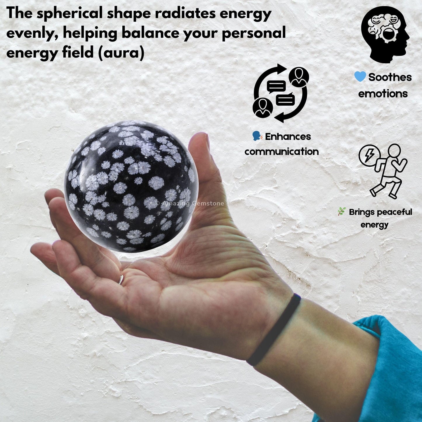 Amazing Gemstone Snowflake Obsidian Crystal Ball with Stand - 2" Inches Crystal Sphere Meditation Balls for Witchcraft and Decorative Balls